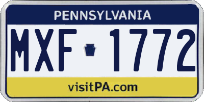 PA license plate MXF1772