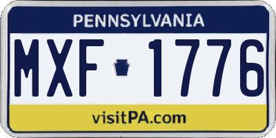 PA license plate MXF1776