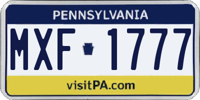 PA license plate MXF1777