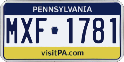 PA license plate MXF1781
