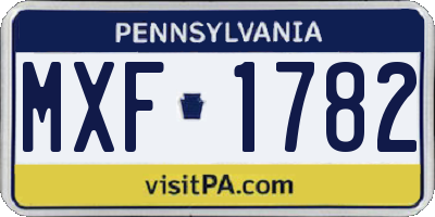 PA license plate MXF1782