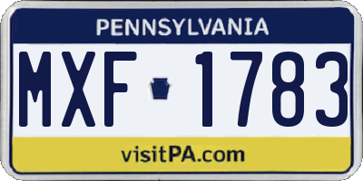 PA license plate MXF1783