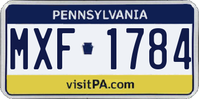 PA license plate MXF1784