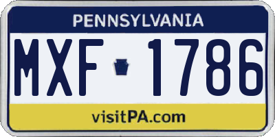 PA license plate MXF1786