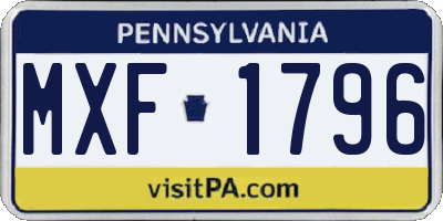 PA license plate MXF1796