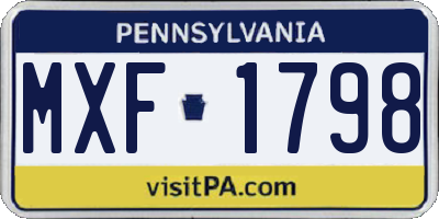 PA license plate MXF1798