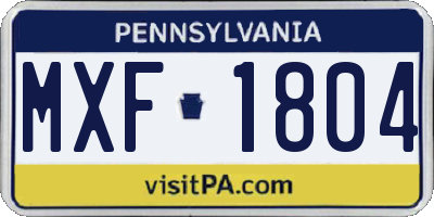PA license plate MXF1804