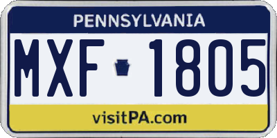 PA license plate MXF1805