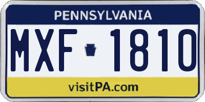 PA license plate MXF1810