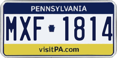 PA license plate MXF1814