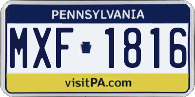PA license plate MXF1816