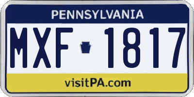PA license plate MXF1817