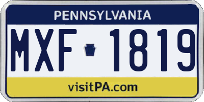 PA license plate MXF1819
