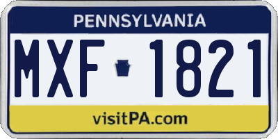 PA license plate MXF1821