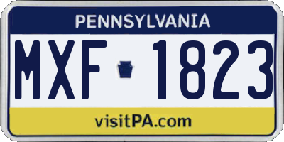 PA license plate MXF1823