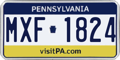 PA license plate MXF1824