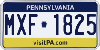 PA license plate MXF1825