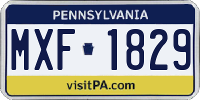 PA license plate MXF1829