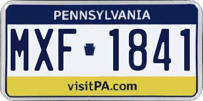 PA license plate MXF1841