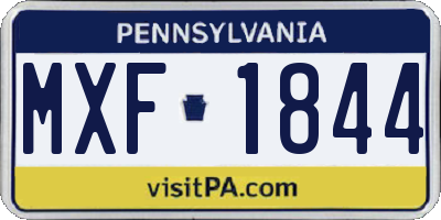 PA license plate MXF1844