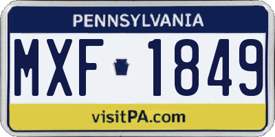 PA license plate MXF1849
