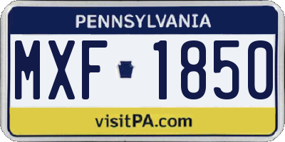 PA license plate MXF1850