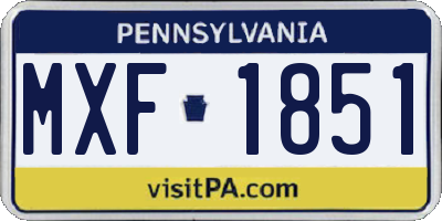 PA license plate MXF1851