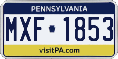 PA license plate MXF1853