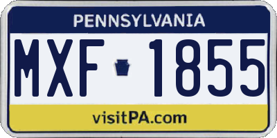 PA license plate MXF1855