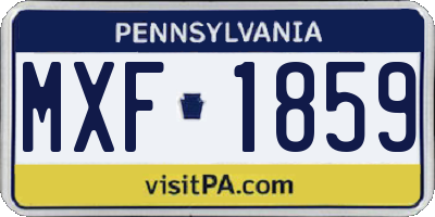 PA license plate MXF1859