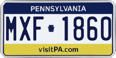 PA license plate MXF1860