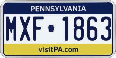 PA license plate MXF1863