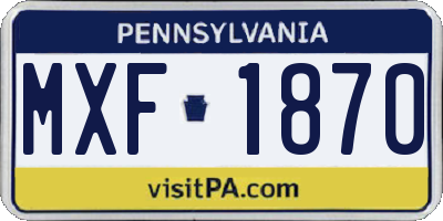 PA license plate MXF1870