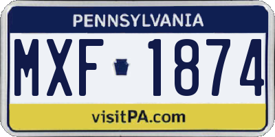 PA license plate MXF1874
