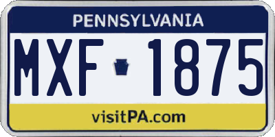 PA license plate MXF1875