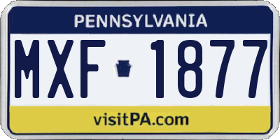 PA license plate MXF1877
