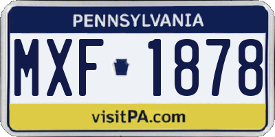 PA license plate MXF1878