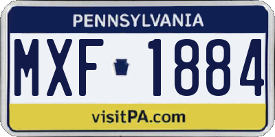 PA license plate MXF1884