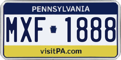 PA license plate MXF1888