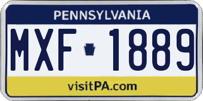 PA license plate MXF1889