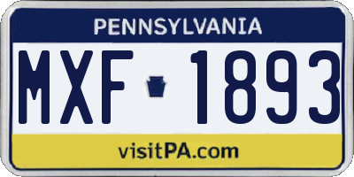 PA license plate MXF1893