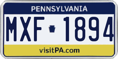 PA license plate MXF1894