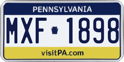 PA license plate MXF1898