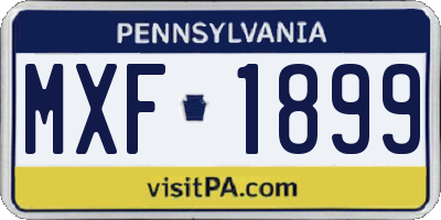 PA license plate MXF1899