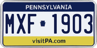 PA license plate MXF1903
