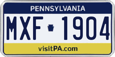 PA license plate MXF1904