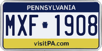 PA license plate MXF1908