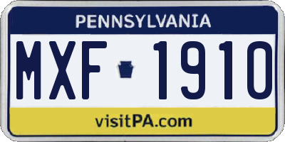 PA license plate MXF1910