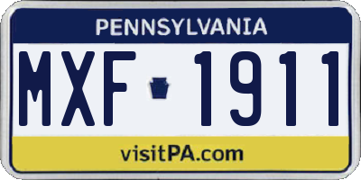 PA license plate MXF1911