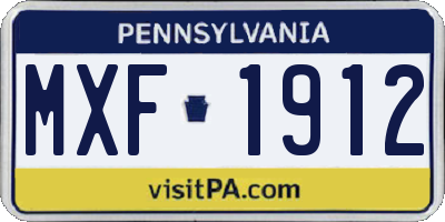 PA license plate MXF1912